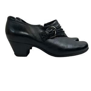 Clarks Sugar Charm Bootie Style Pump Shoe Heels Black Leather Size 7